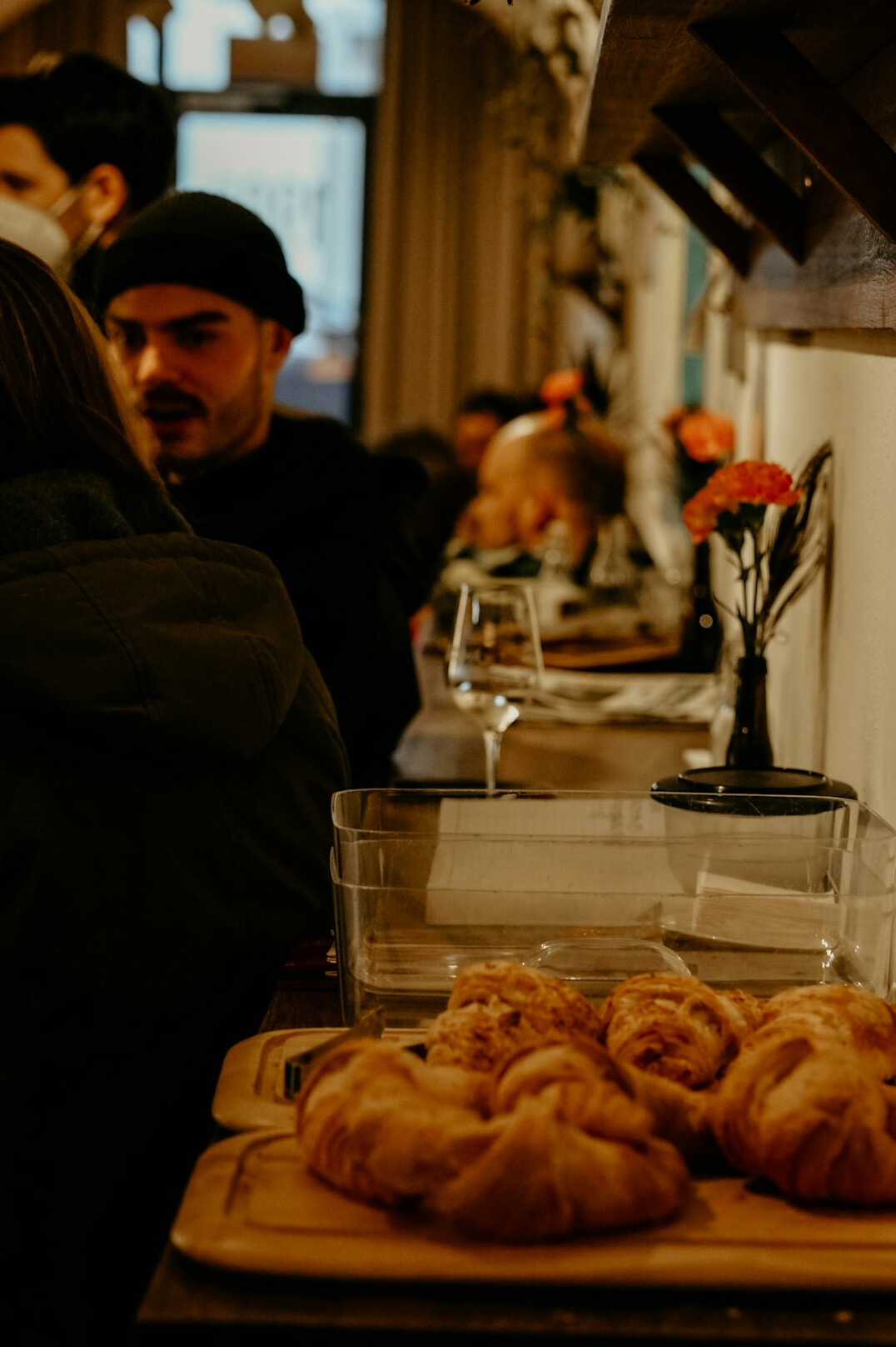warm danish bread on table
